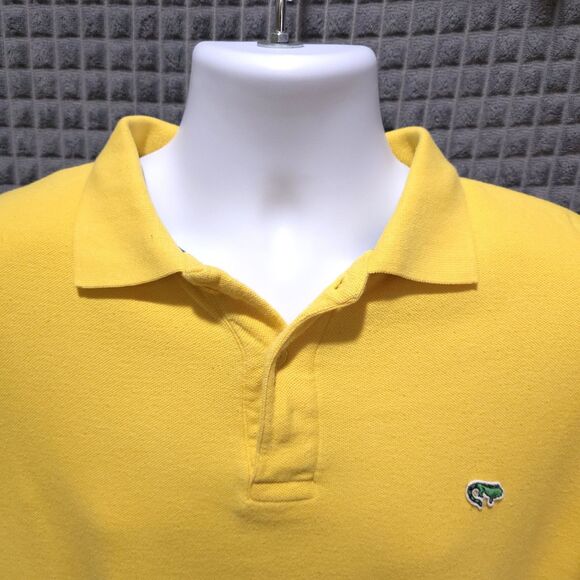 VTG Yellow Short Sleeve Polo Shirt Mens Lg Iguana Don Oversized Collared 90s 80s - Picture 3 of 11